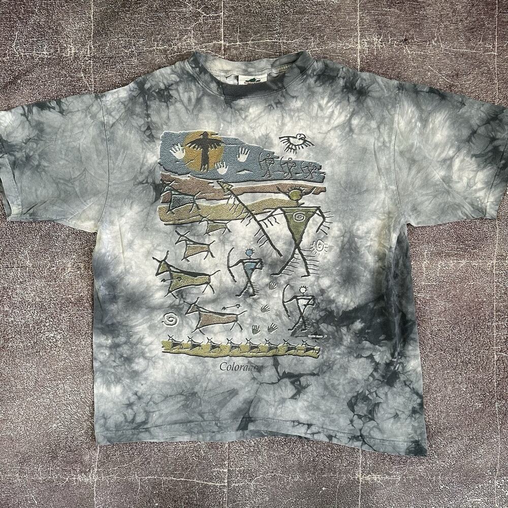 Men's Vintage 90s Quality Goods Colorado Cave Painting Parietal Art T Shirt Sz L